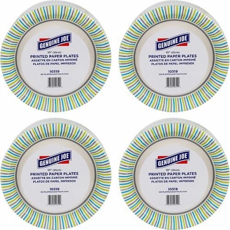 Genuine Joe PLATES, PRINTED, PAPER, 10in, 4PK GJO10319CT